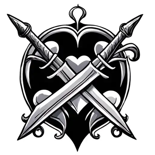 Curved Dagger Crossing 3 Hearts In Old School