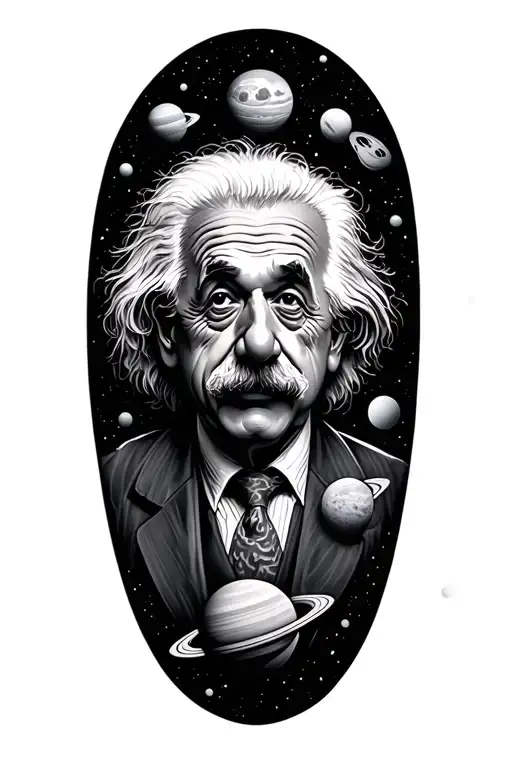 Albert Einstein Surrounded By Planets