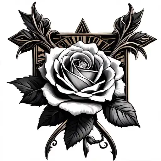 Cross With Rose And Roman Numerals