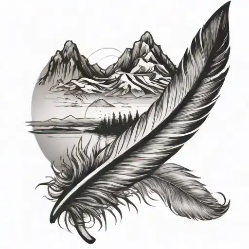 Feather And Mountain Range