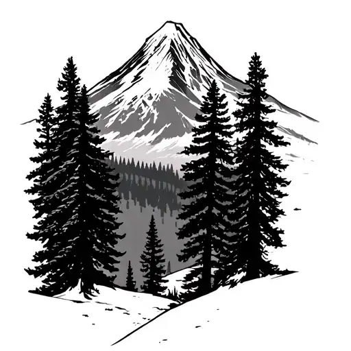 Mount Hood Oregon Trees From Bottom Half