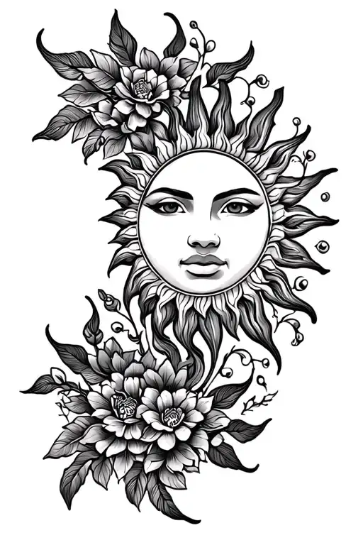 Filipino Sun And Dainty Vines Around It