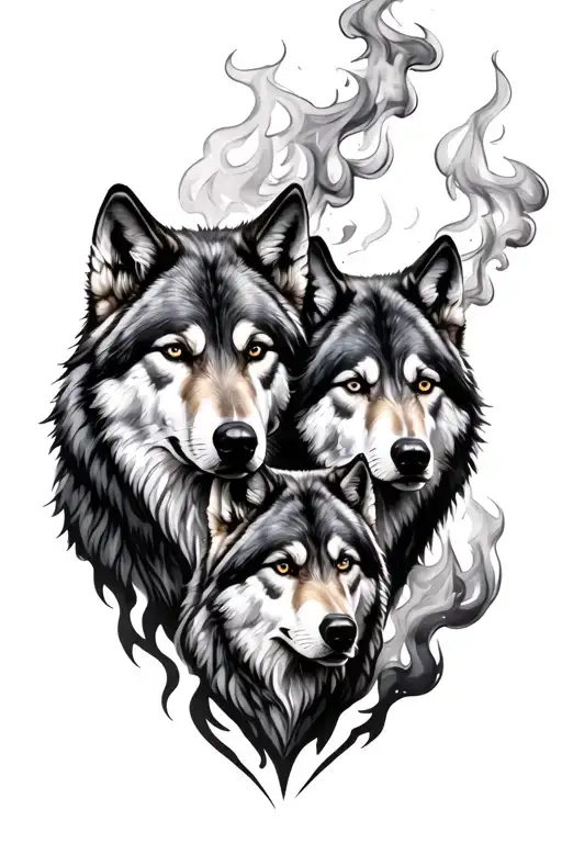 Smoke Fire And Wolves Representing Family
