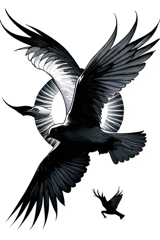 Sun And Birds Flying