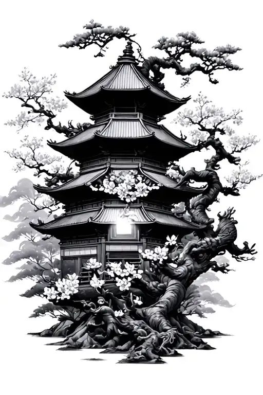 Temple Cherry Blossom Tree Sun Wukong