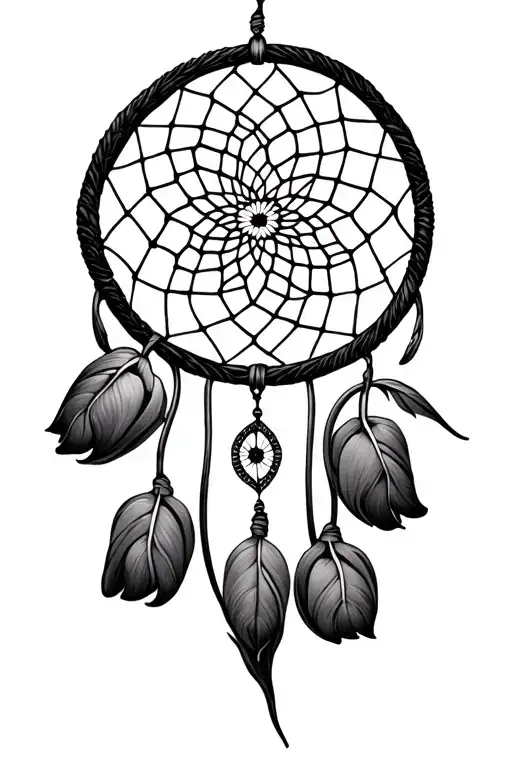 Dreamcatcher With Tulips Intertwined Within