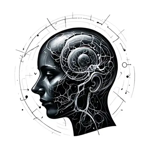 Minimalistic Overthinking Head With Electron Shell For The Element