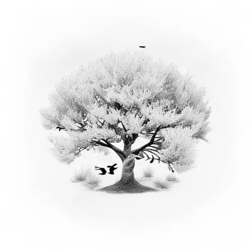 Mustard Tree With Birds