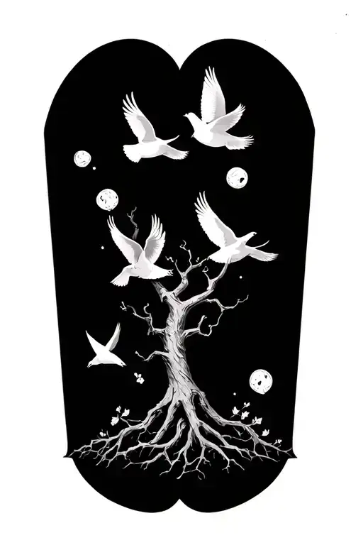 Poison Tree With Doves Flying Around It