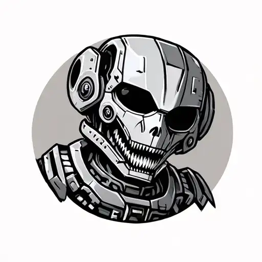 American Traditional Evil Robot Tattoo Design