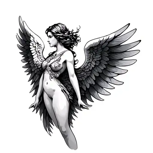 Zodiac Sign Woman Angel Wings