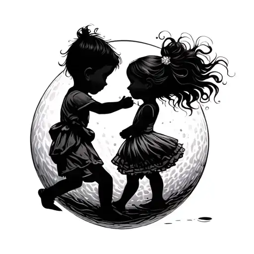 Little Boy Little Girl Ball