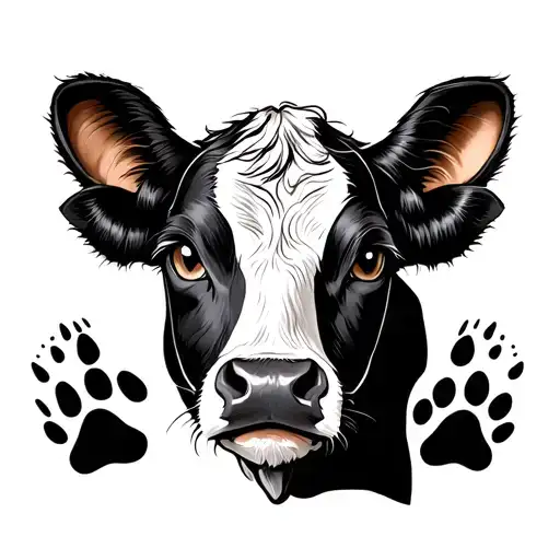 Cat Paw Print And Cow
