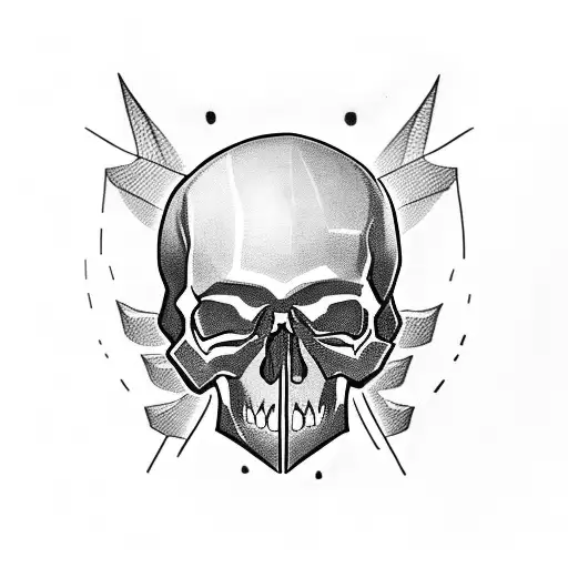 A Skull Wearing A Business Suit Tattooed In Black-grey Style