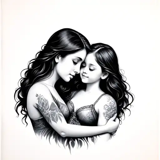 Mother Embracing Her Daughter