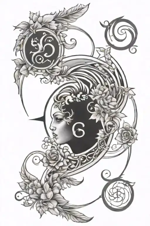 Gemini Zodiac With Five Elements Of Nature Inspired