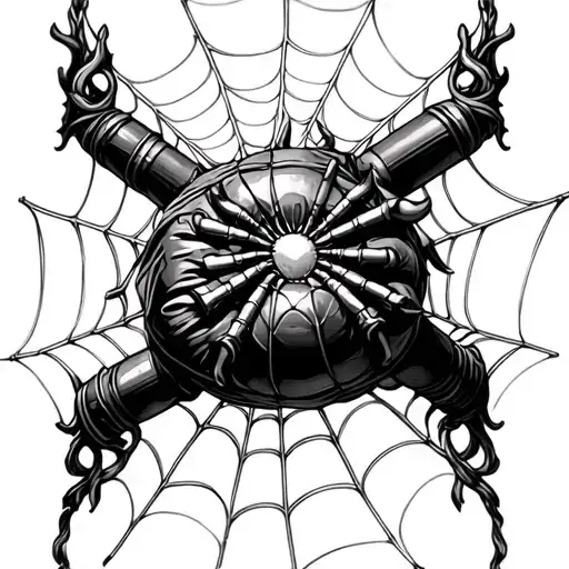 Body Bag Wrapped Up In Spider Webs With Bullet Shells In The Web