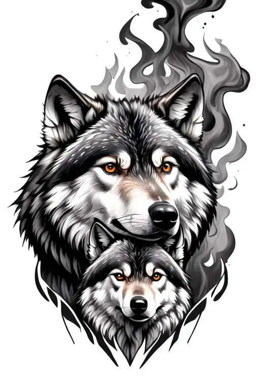 Smoke Fire And Wolves Representing Family