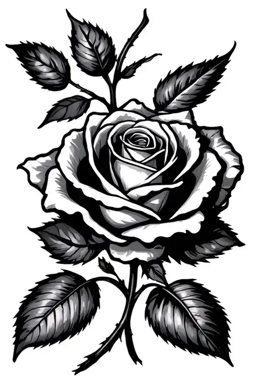 Basic Rose Design With Aj In The Stem