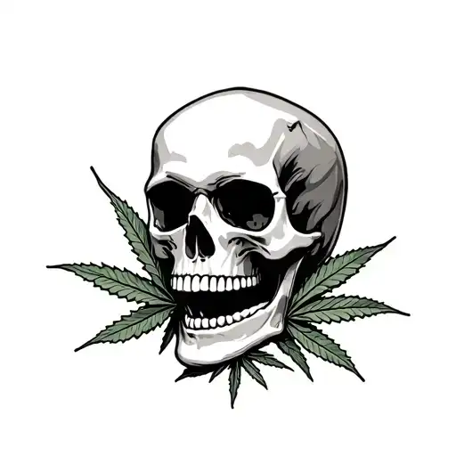 Weed Leaf And Skull