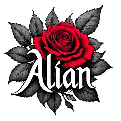 Alian Letters And Red Rose
