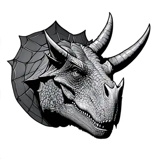 Triceratops Face With A New Web On The Shell