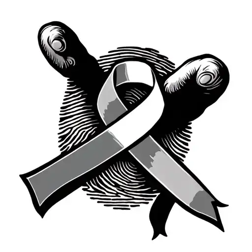 Fingerprint With A Cancer Ribbon Going Through It