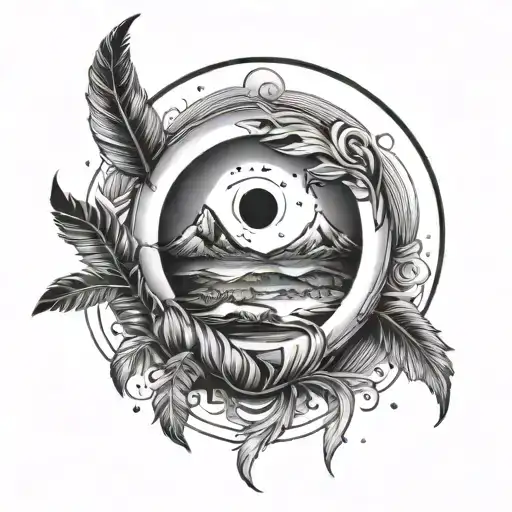 Yin Yang Moutain And Feather