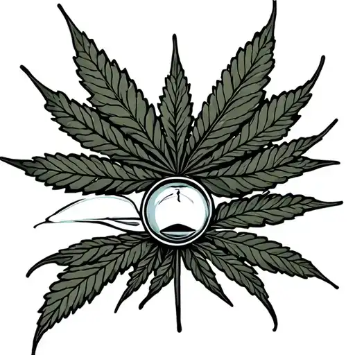 Hour Glass With Cannabis Leaf