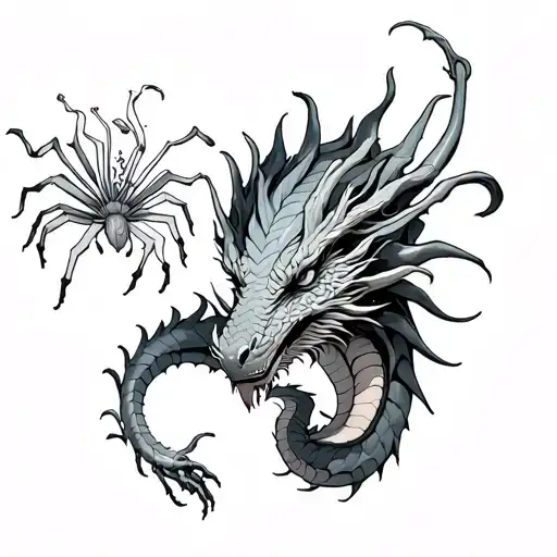 Dragon With Spider Lilly Wrapped