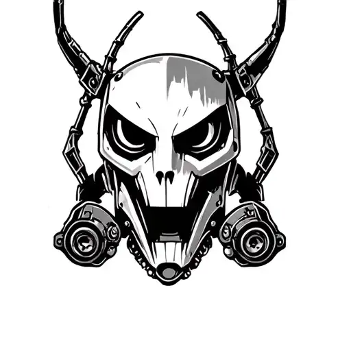 American Traditional Evil Robot Tattoo Design