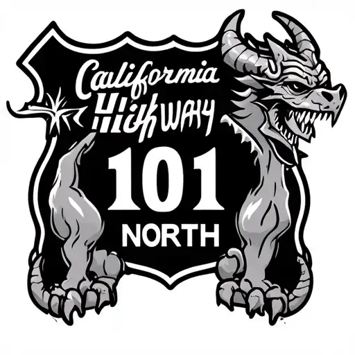 Demon Logo And California High Way 101 North Sign