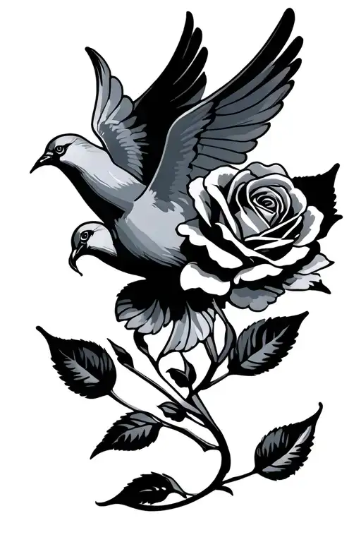 Catholic Tattoo Dove Rose