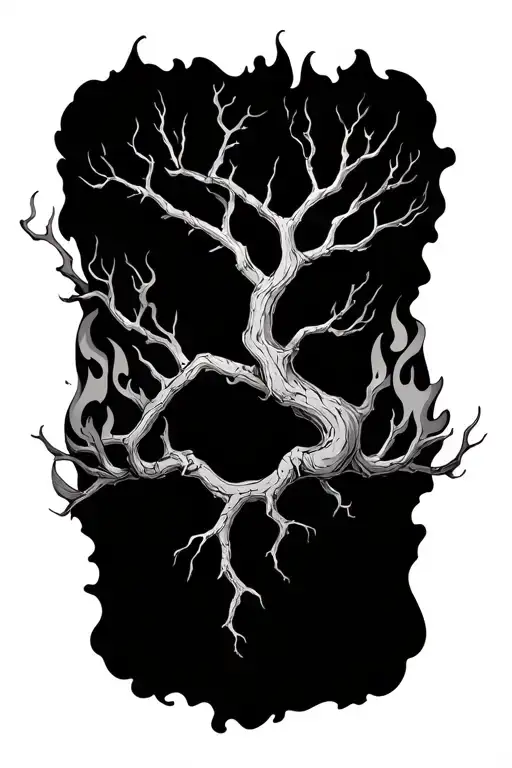 Dry Tree Branching On Fire