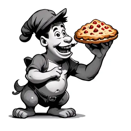 Baby Fred Flinstone Holding A Pie