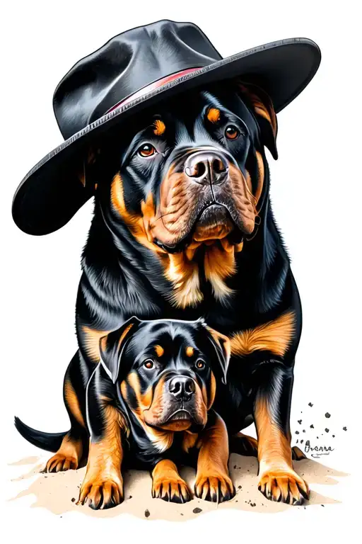 I Want A Sand Watch That Carries A Family With A Dog That Is Rottweiler
