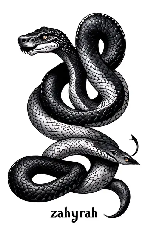 The Name Zahyrah With Snake Intertwined
