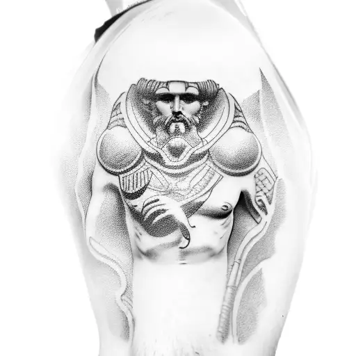 Greek Mythology Sleeve Tattoo On Black Male
