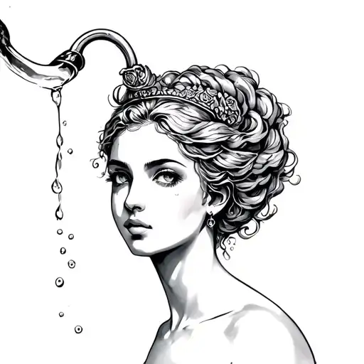 Aquarius Woman Who Pours Water With Character And A Pronounced Look