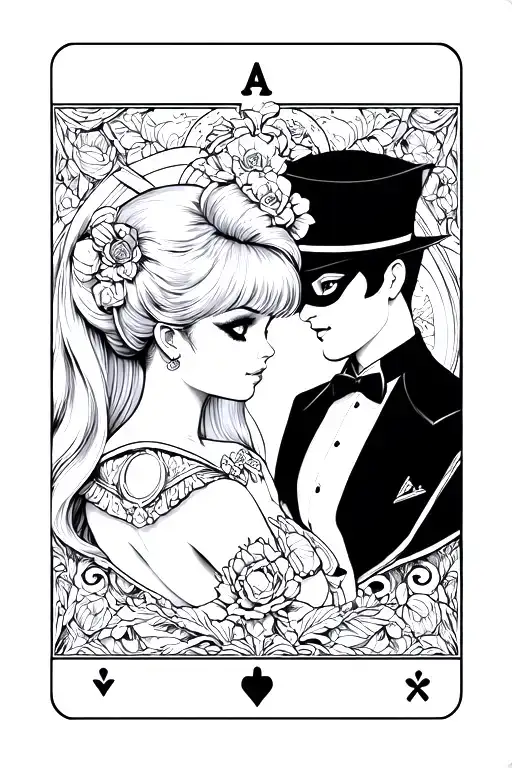 Sailor Moon And Tuxedo Mask As The Lovers Tarot Card