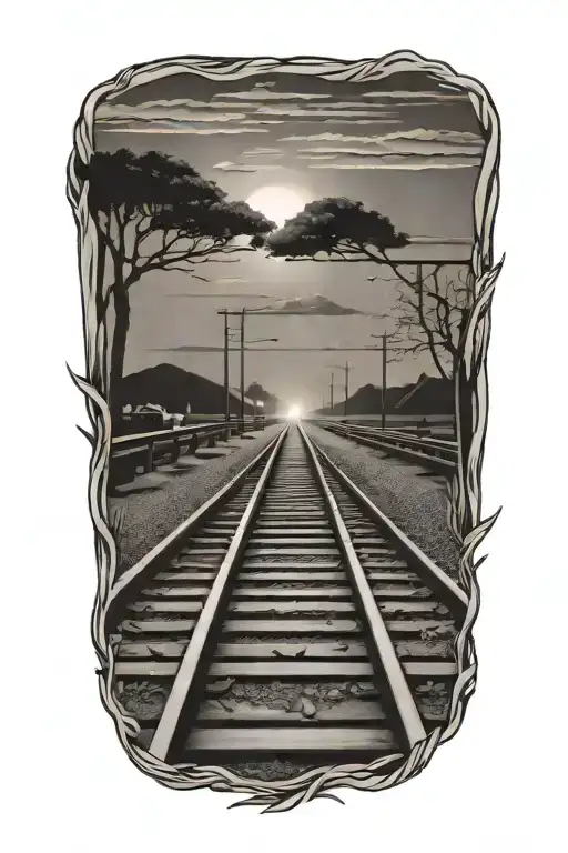 Railroad Tracks Sunset Scene Inside Representing The Client's Love