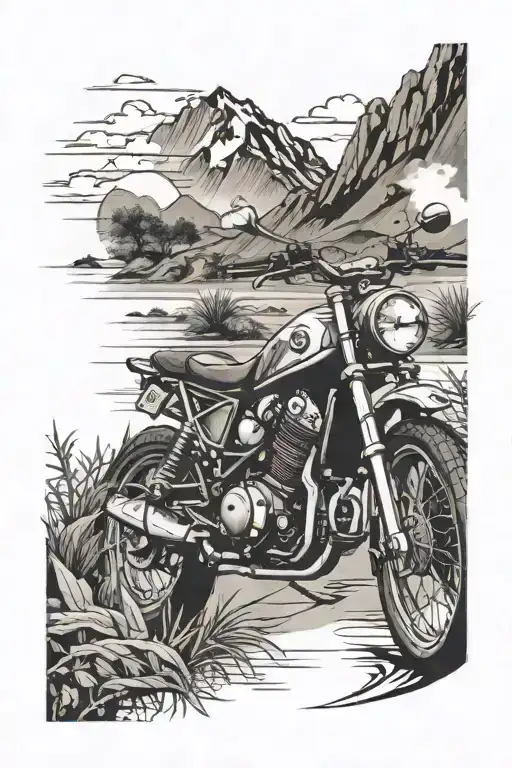 Motorbike Road Sea Mountain Nature Scene