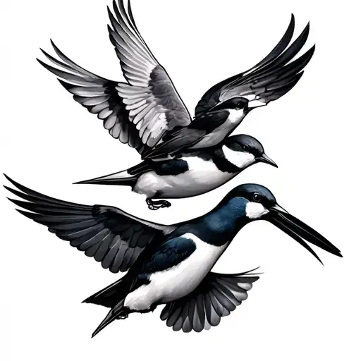 3 Swallow Birds Fiting With 1 Swallow Bird