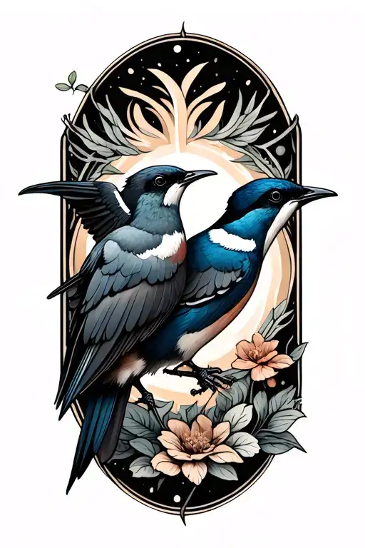 Swallows Depicting Loss Of Two Loved Ones Incorporated
