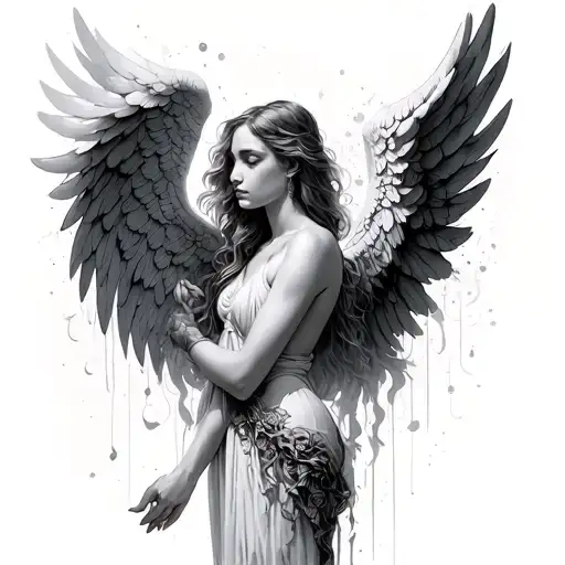 Angel Wings That Start At The Shoulder Then Spiral Down The Arm