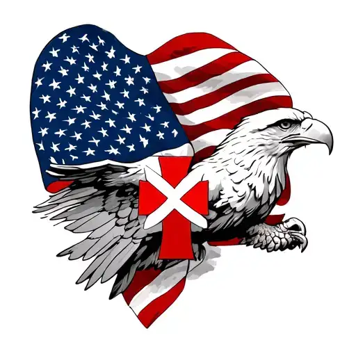 Realism American Flag Eagle And Maltese Cross