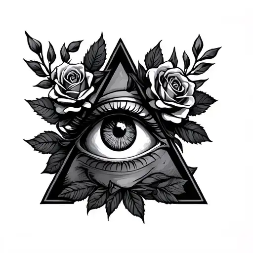 All Seeing Eye In A Triangle And Roses Gothic