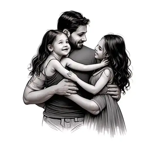 Dad Carrying Two Daughters