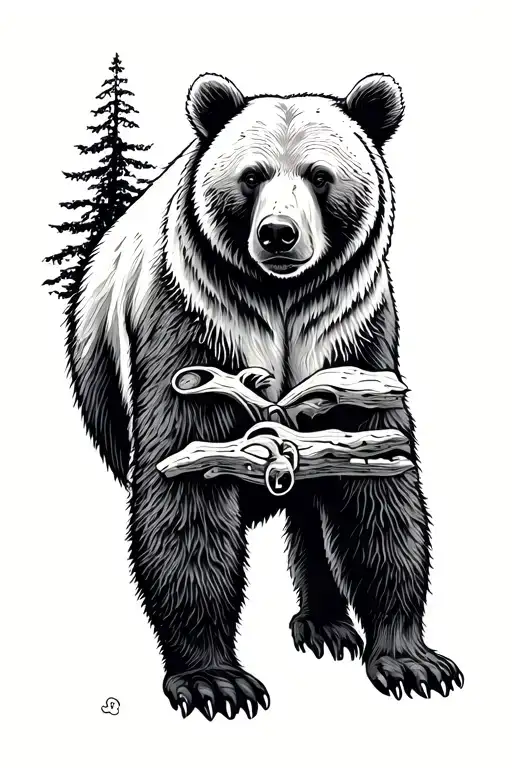 Bear Standing In West Coast Nature