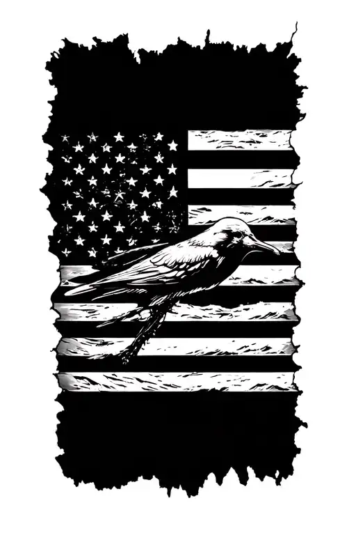 Tattered American Flag Incorporated With Uss Surfbird And Fair Winds And Following Seas